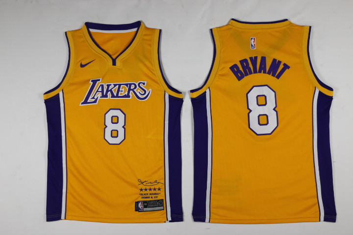 Men Los Angeles Lakers 8 Bryant Yellow Game Nike NBA Jerseys